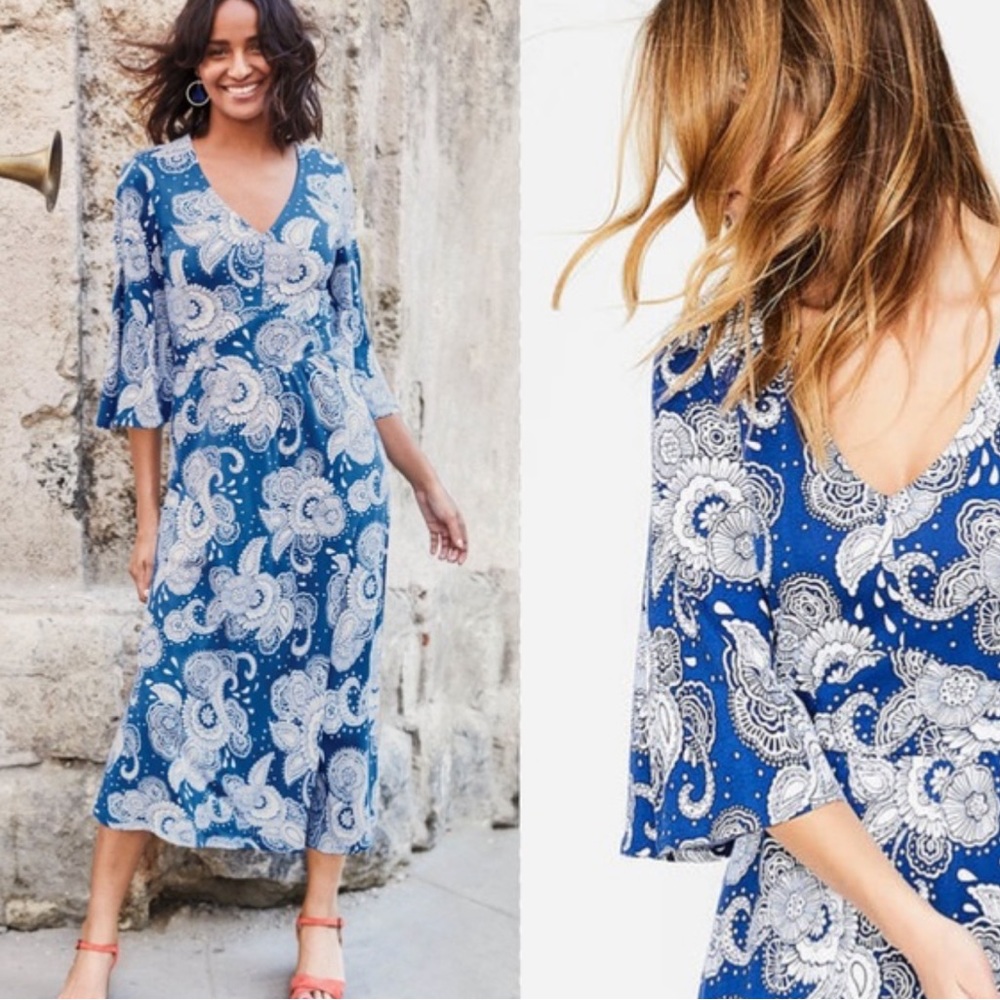 Boden Louisa Jersey Riviera Blue Paisley garden size 8R